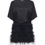 Abito in raso lucido con piume 105738 A2UUZ99 PINKO 