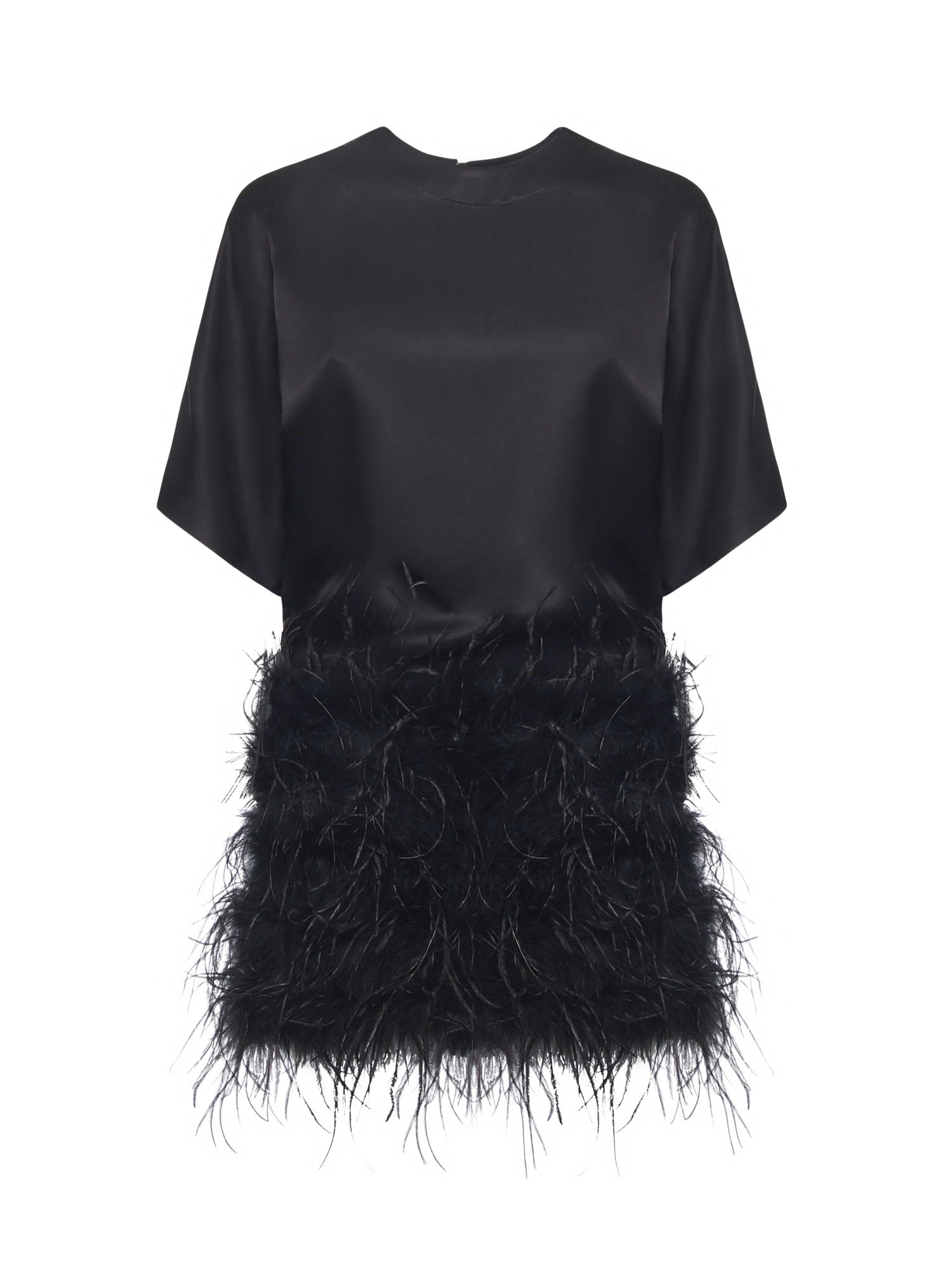 Abito in raso lucido con piume 105738 A2UUZ99 PINKO 
