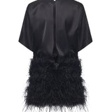 Abito in raso lucido con piume 105738 A2UUZ99 PINKO 