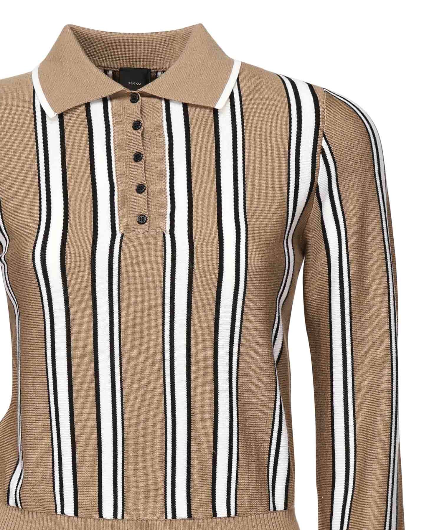 Maglia stile polo a righe 105809 A2UOL4Z PINKO 