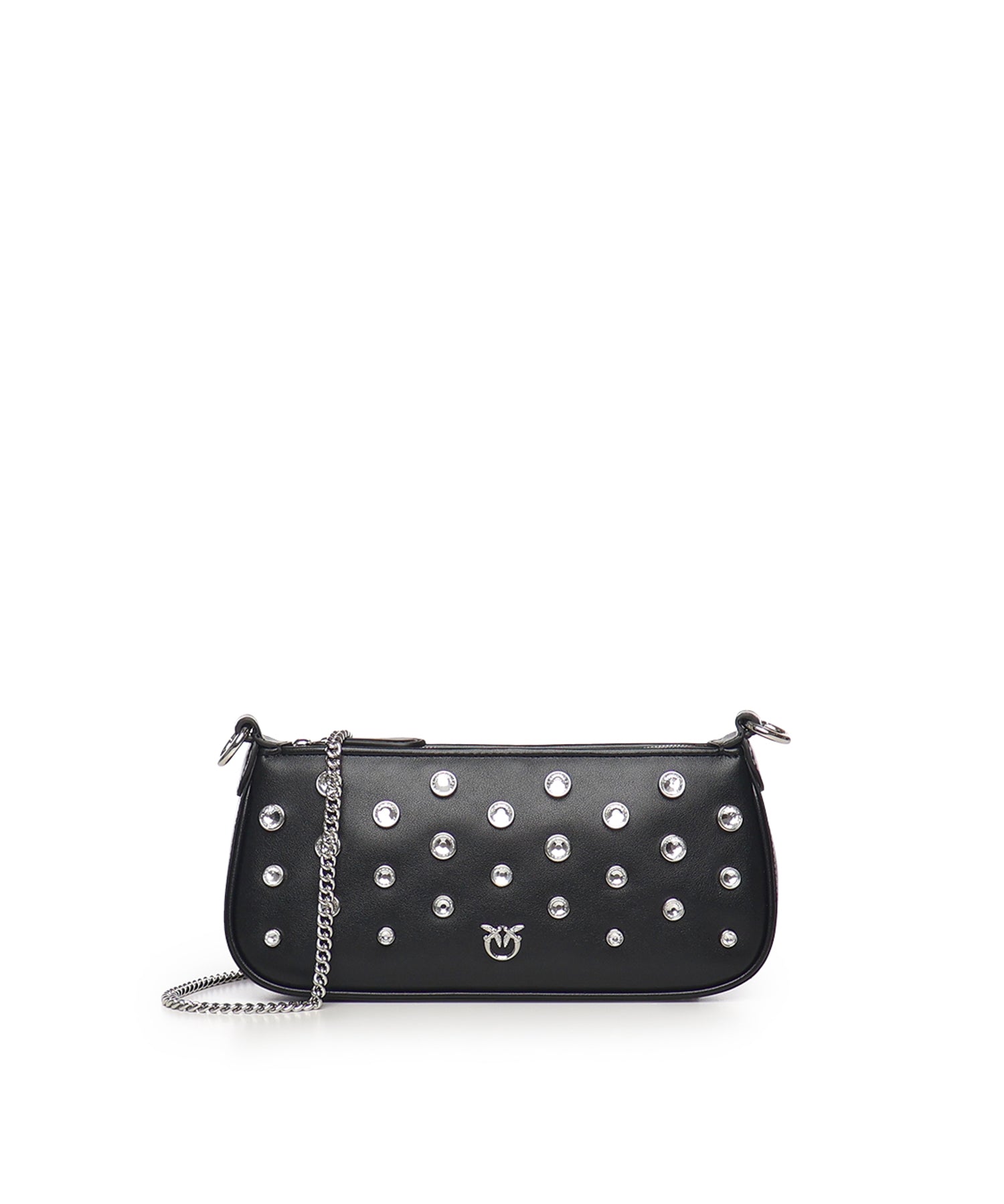 Borsa a spalla piccola Half Moon Horizontal in pelle con strass 105914 A2XQZ99N PINKO 