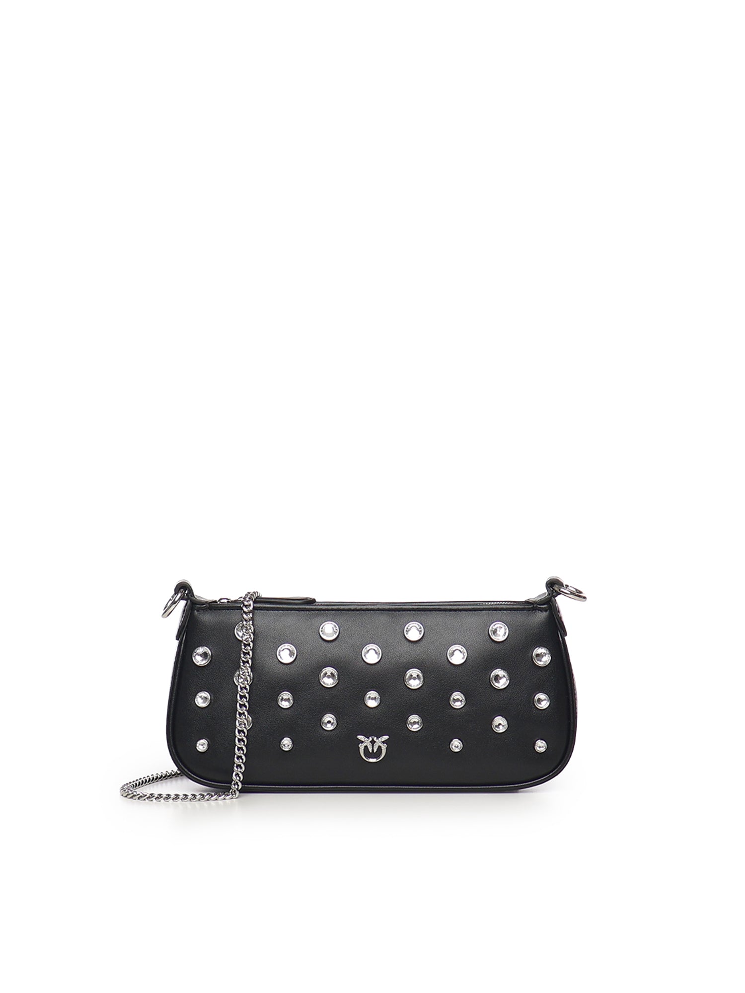 Borsa a spalla piccola Half Moon Horizontal in pelle con strass 105914 A2XQZ99N PINKO 