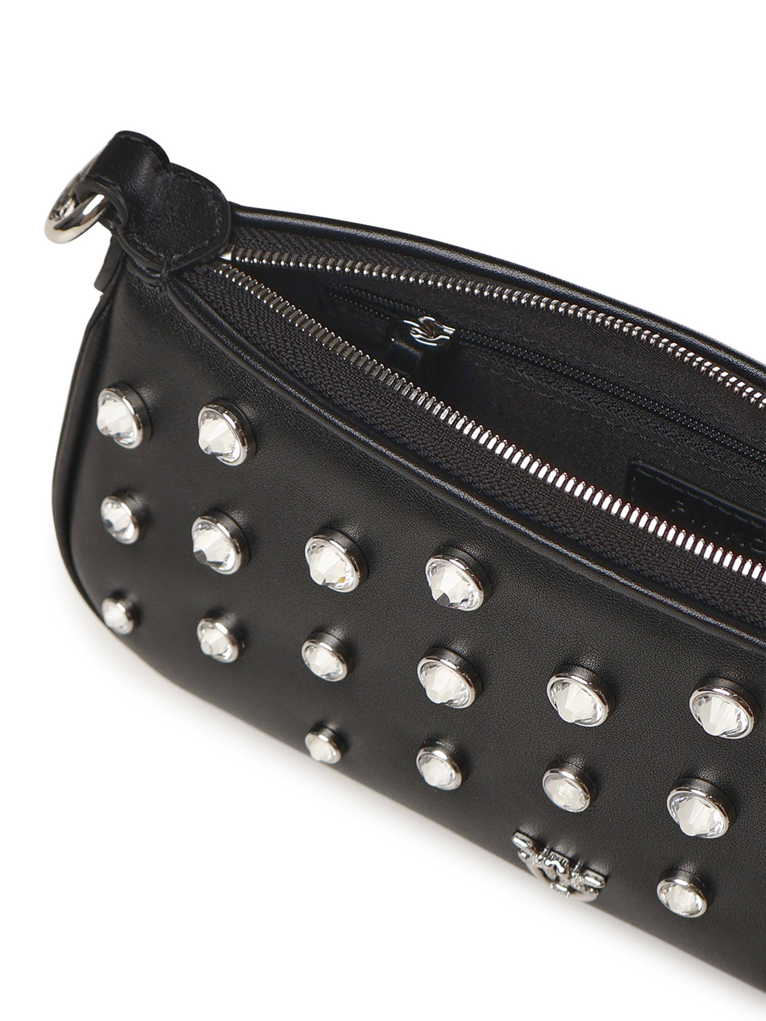 Borsa a spalla piccola Half Moon Horizontal in pelle con strass 105914 A2XQZ99N PINKO 
