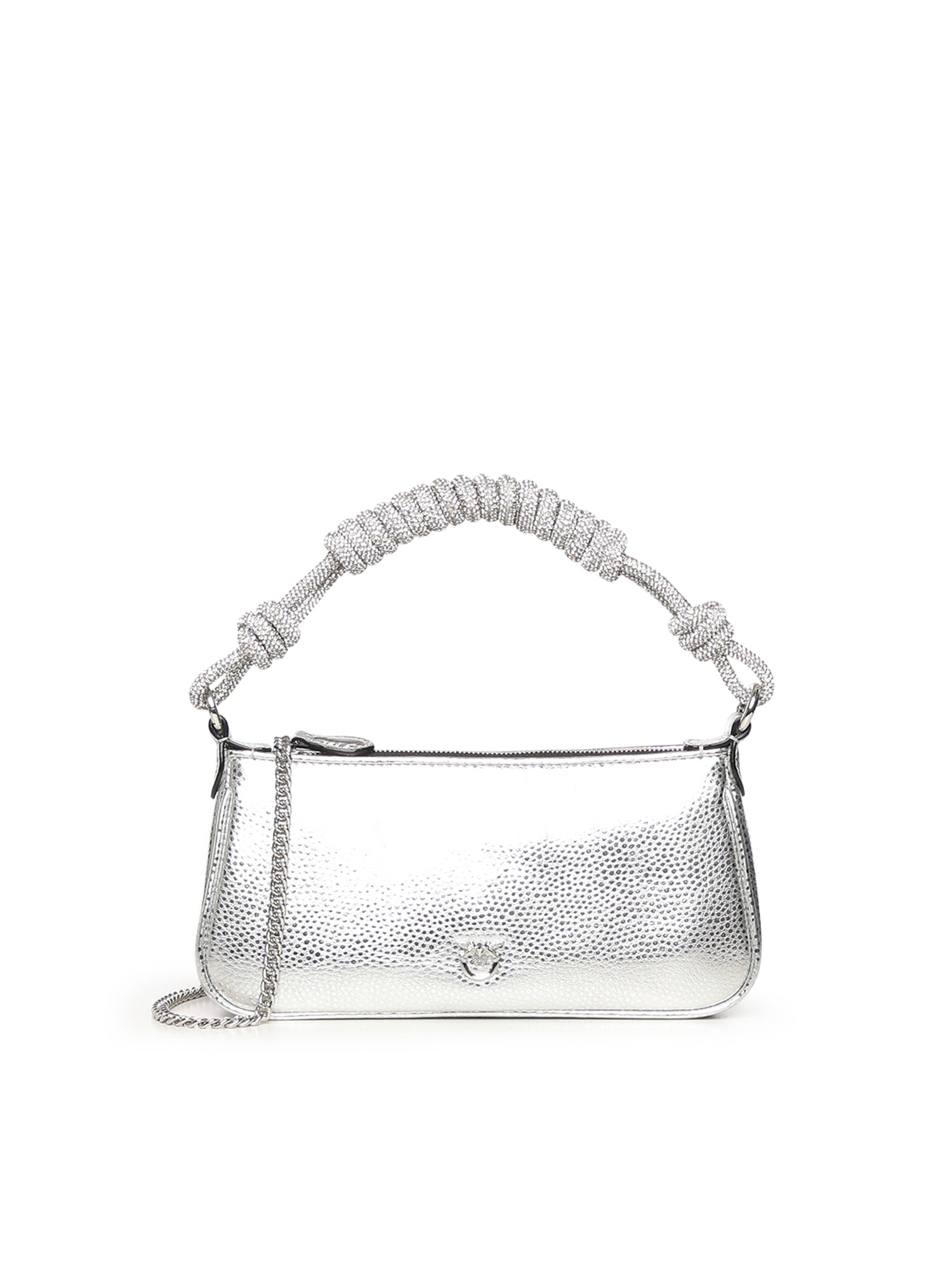 Mini bag Half Moon Horizontal in pelle laminata con strass 105915 A2WDZZFN PINKO 