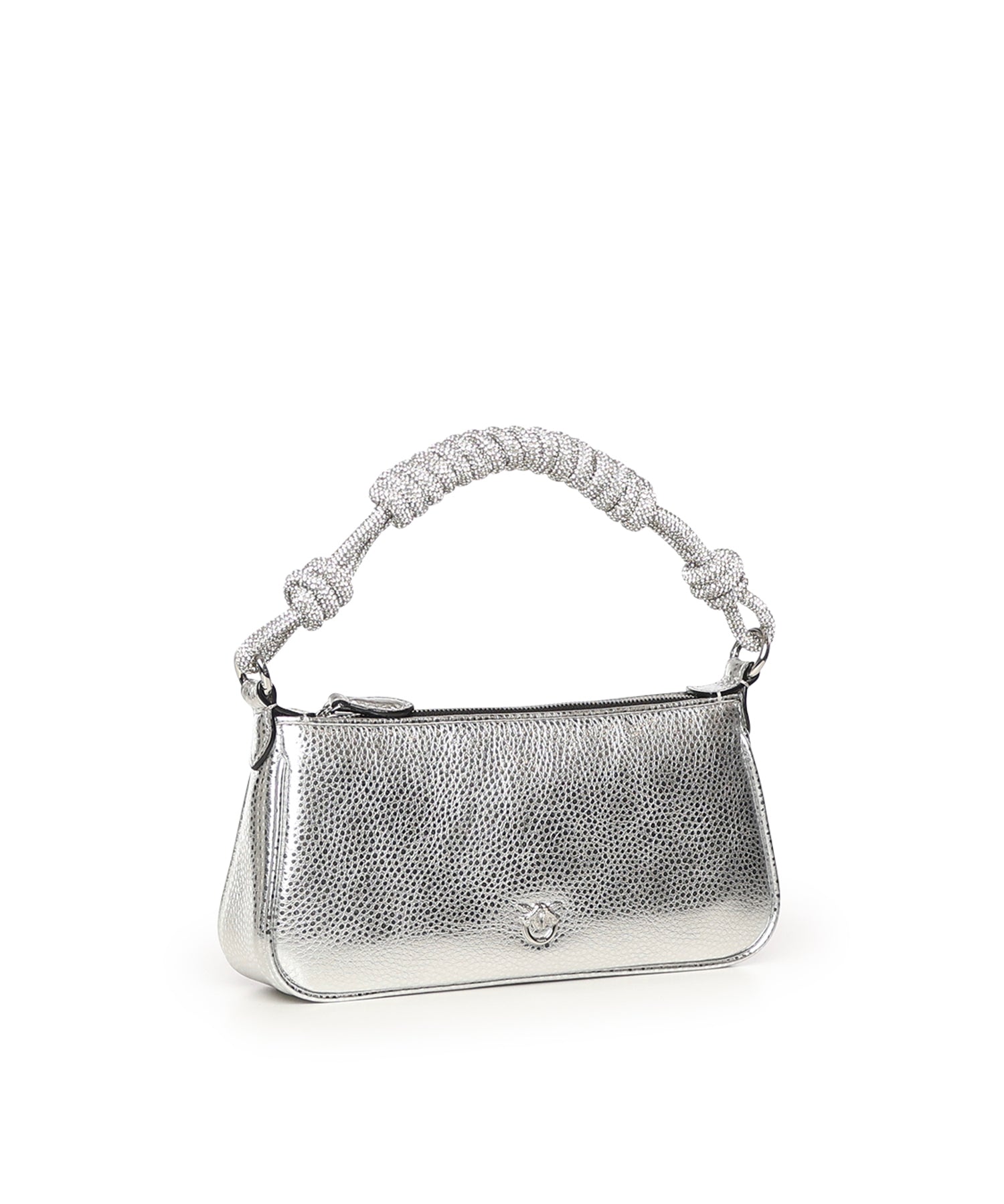 Mini bag Half Moon Horizontal in pelle laminata con strass 105915 A2WDZZFN PINKO 