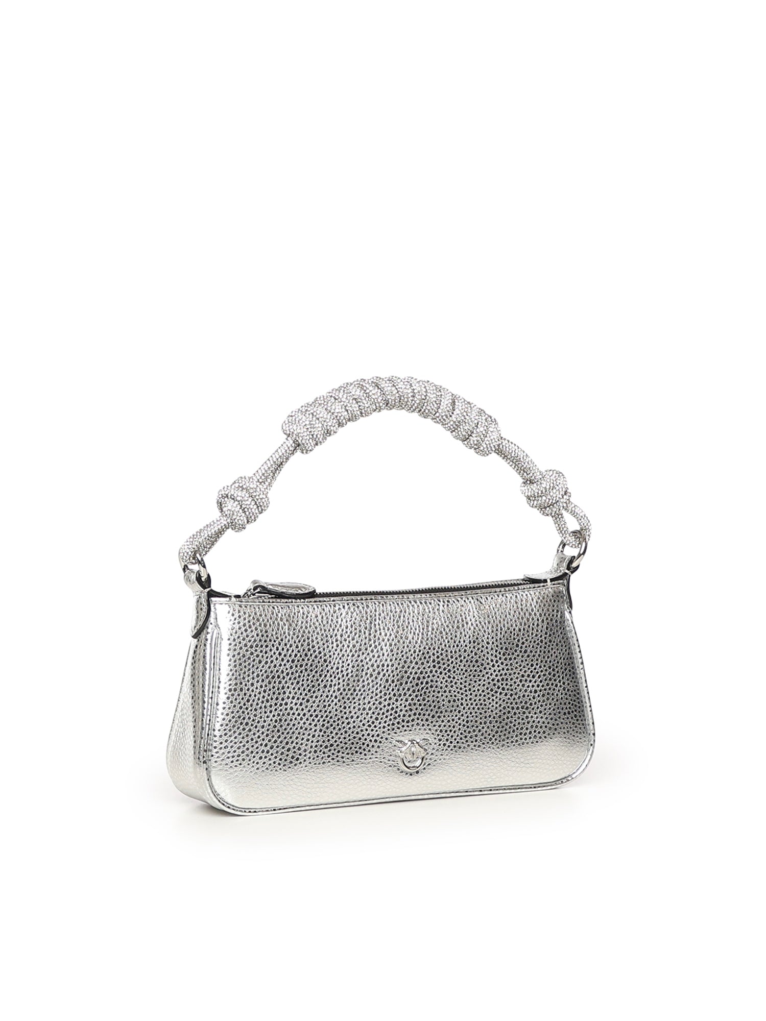 Mini bag Half Moon Horizontal in pelle laminata con strass 105915 A2WDZZFN PINKO 