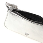 Mini bag Half Moon Horizontal in pelle laminata con strass 105915 A2WDZZFN PINKO 
