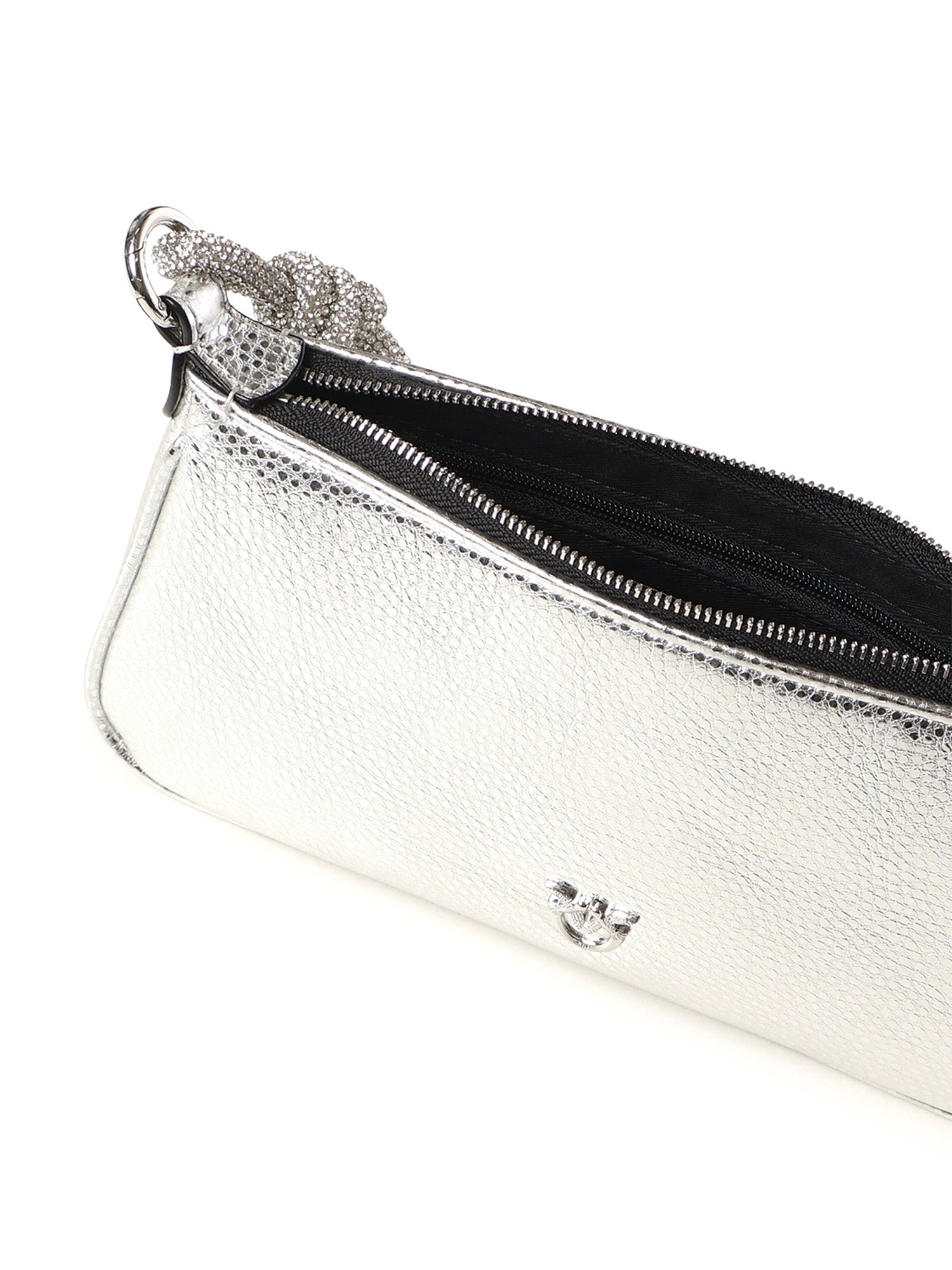 Mini bag Half Moon Horizontal in pelle laminata con strass 105915 A2WDZZFN PINKO 