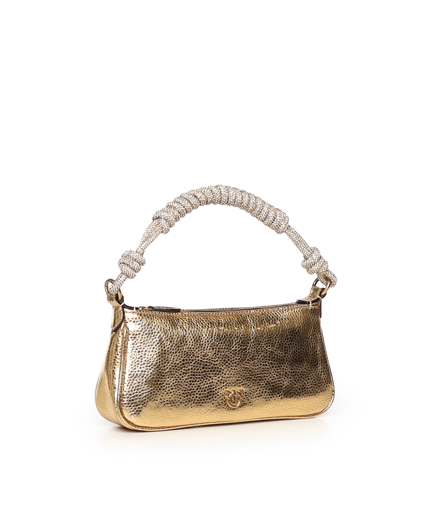 Mini bag Half Moon Horizontal in pelle laminata con strass 105915 A2WDZZLQ PINKO 