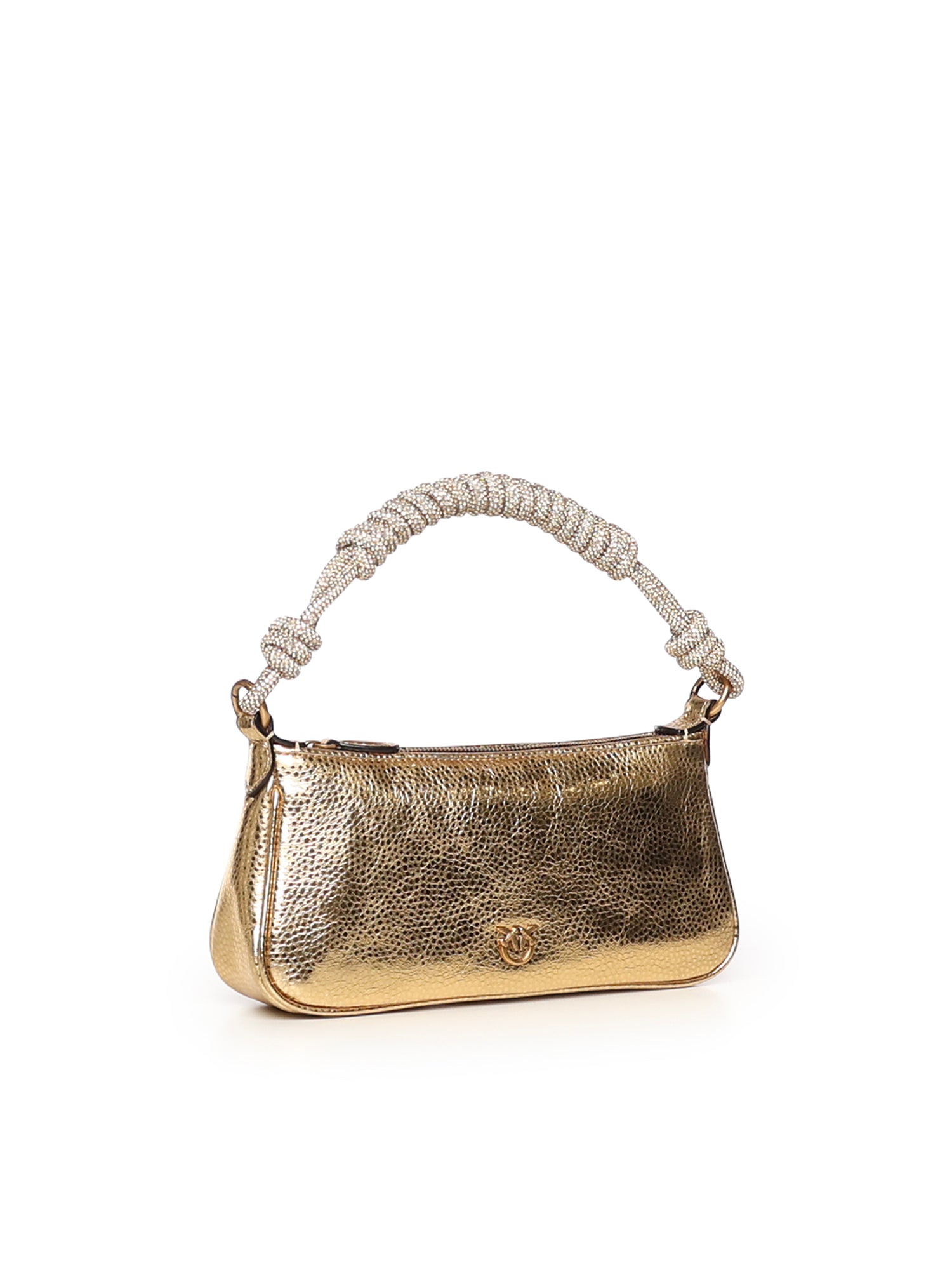 Mini bag Half Moon Horizontal in pelle laminata con strass 105915 A2WDZZLQ PINKO 