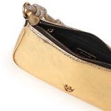 Mini bag Half Moon Horizontal in pelle laminata con strass 105915 A2WDZZLQ PINKO 