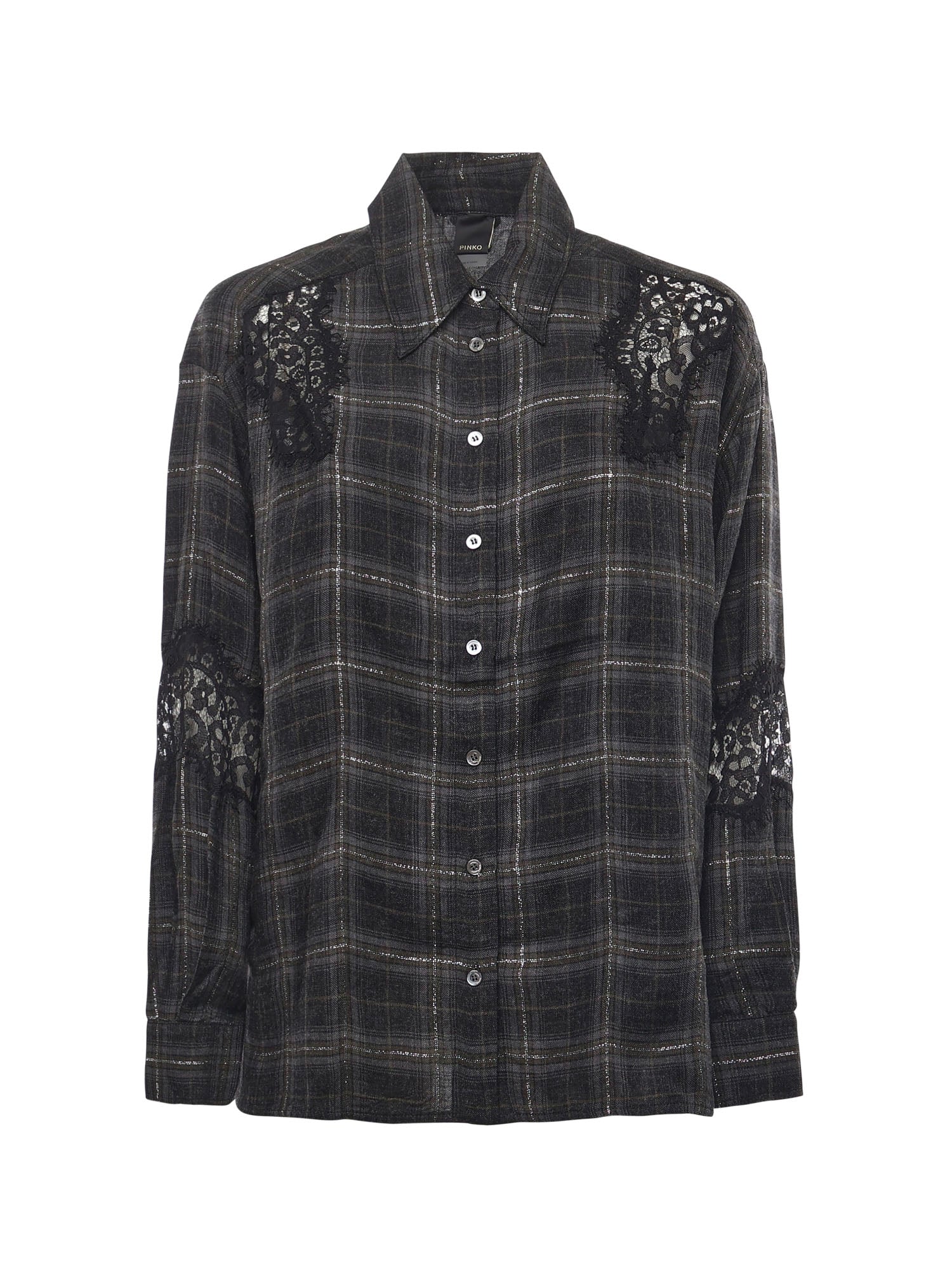 Camicia a quadri con pizzo 106109 A30DIK1 PINKO 