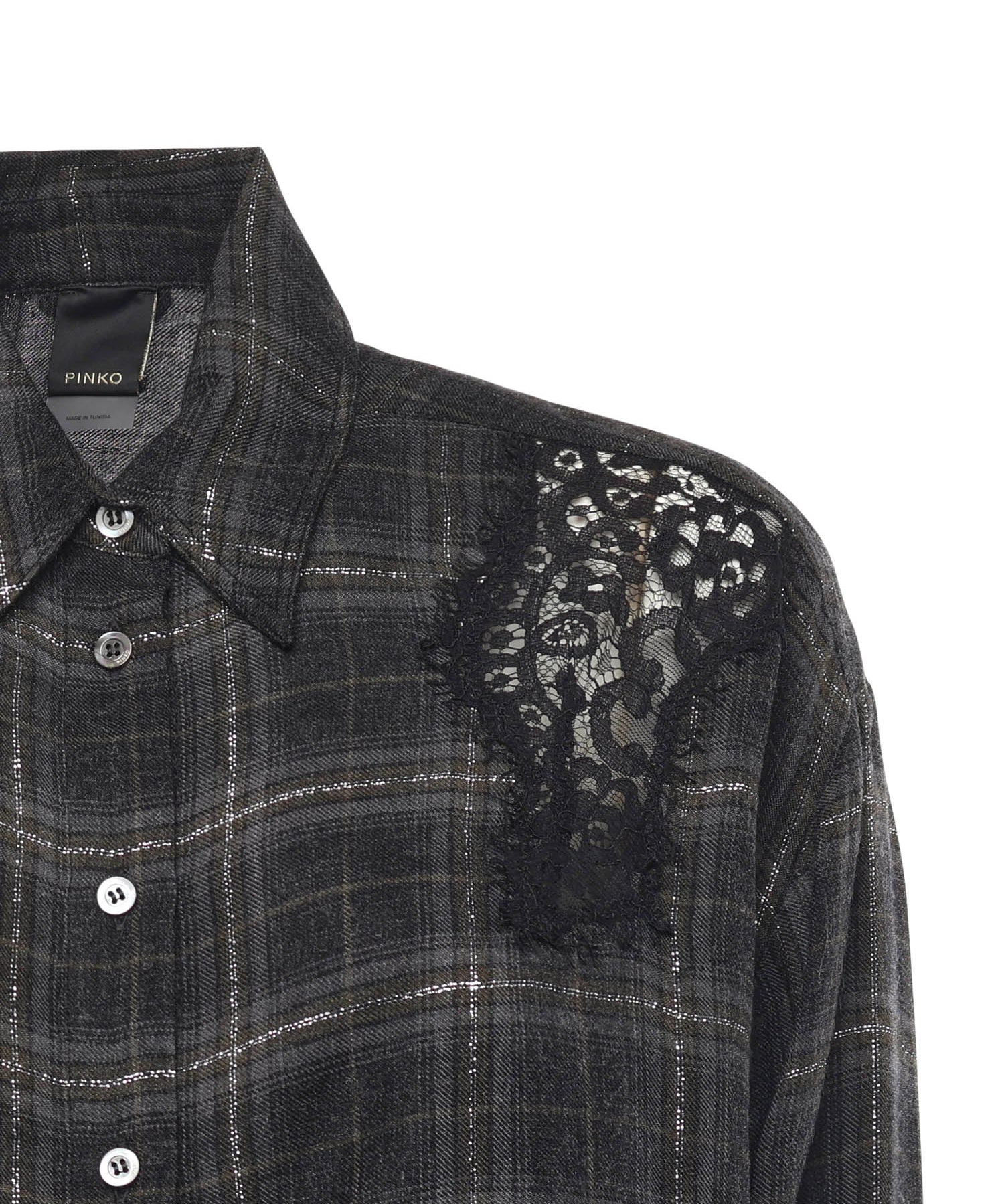 Camicia a quadri con pizzo 106109 A30DIK1 PINKO 