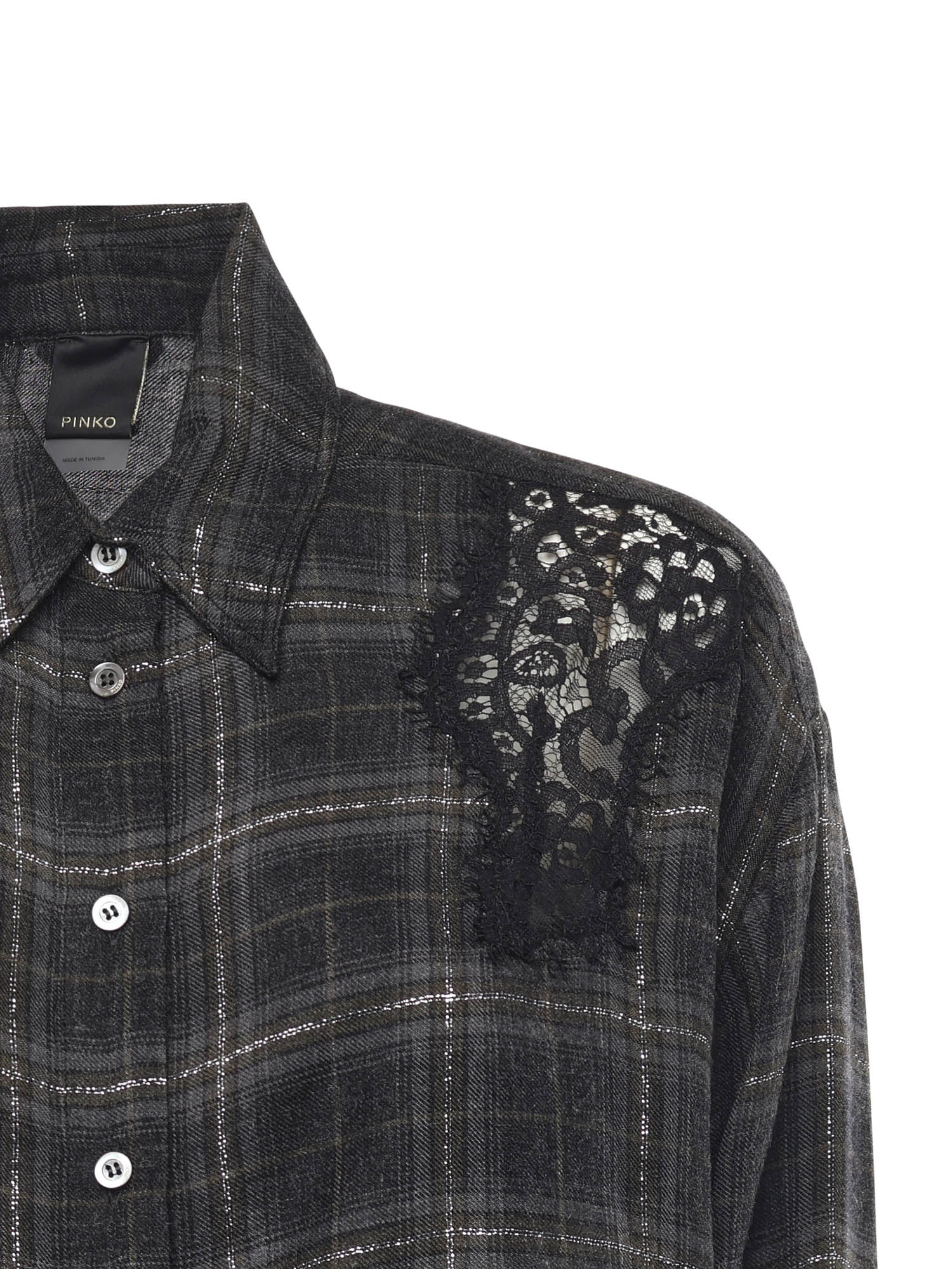 Camicia a quadri con pizzo 106109 A30DIK1 PINKO 