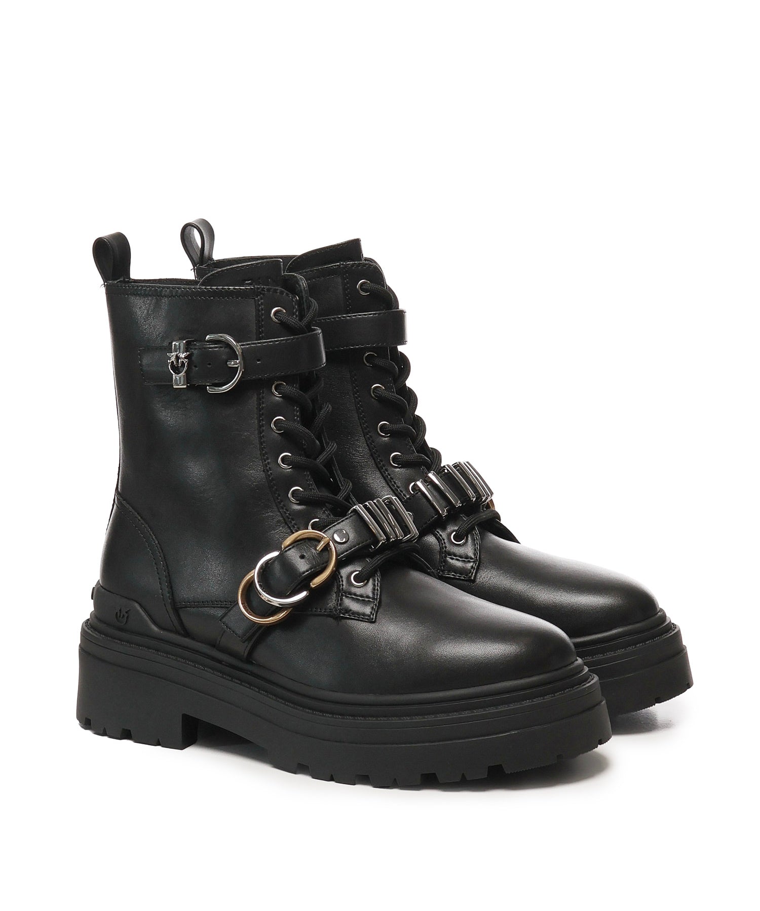 Anfibi in pelle con logo<BR/> SD0407 P087Z99 PINKO 