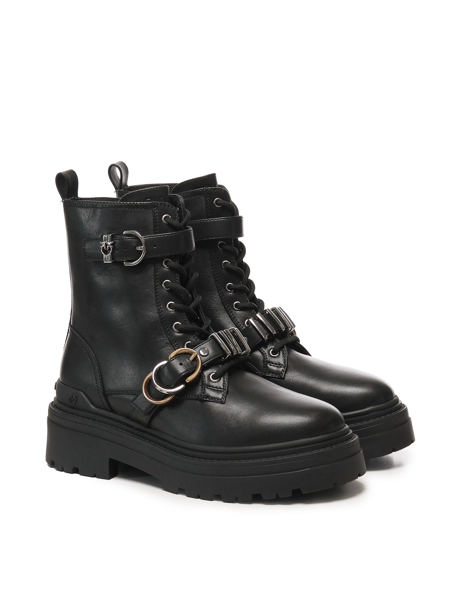 Anfibi in pelle con logo<BR/> SD0407 P087Z99 PINKO 