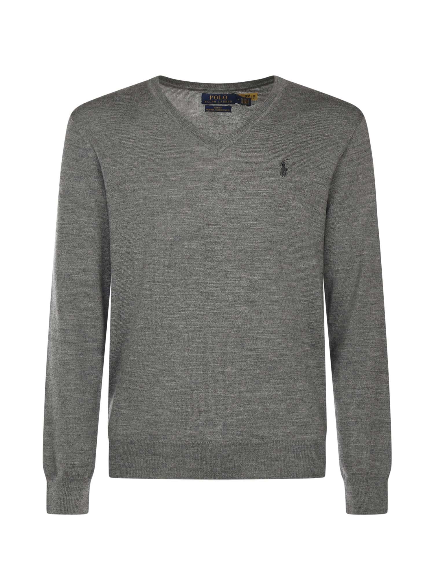 Maglia con scollo a V e logo<BR/> 710946142 002 POLO RALPH LAUREN 