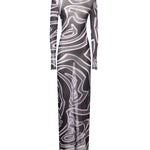 Abito in tulle con stampa marmo 5UJI35 5U749047 PUCCI 