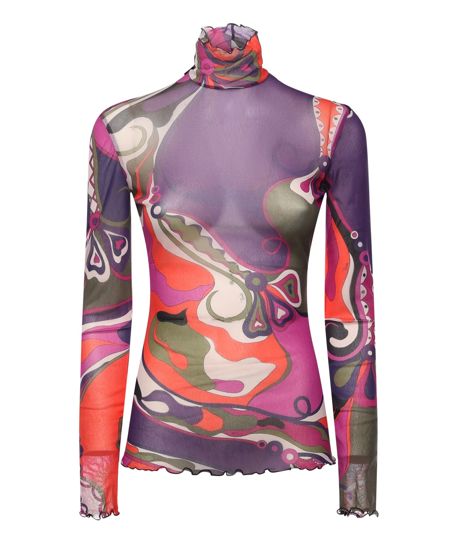 Top in tulle con stampa Orchidee 5UJM16 5U839017 PUCCI 