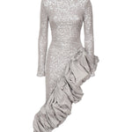 Abito midi asimmetrico con paillettes 114315 039 ROTATE 