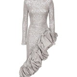 Abito midi asimmetrico con paillettes 114315 039 ROTATE 