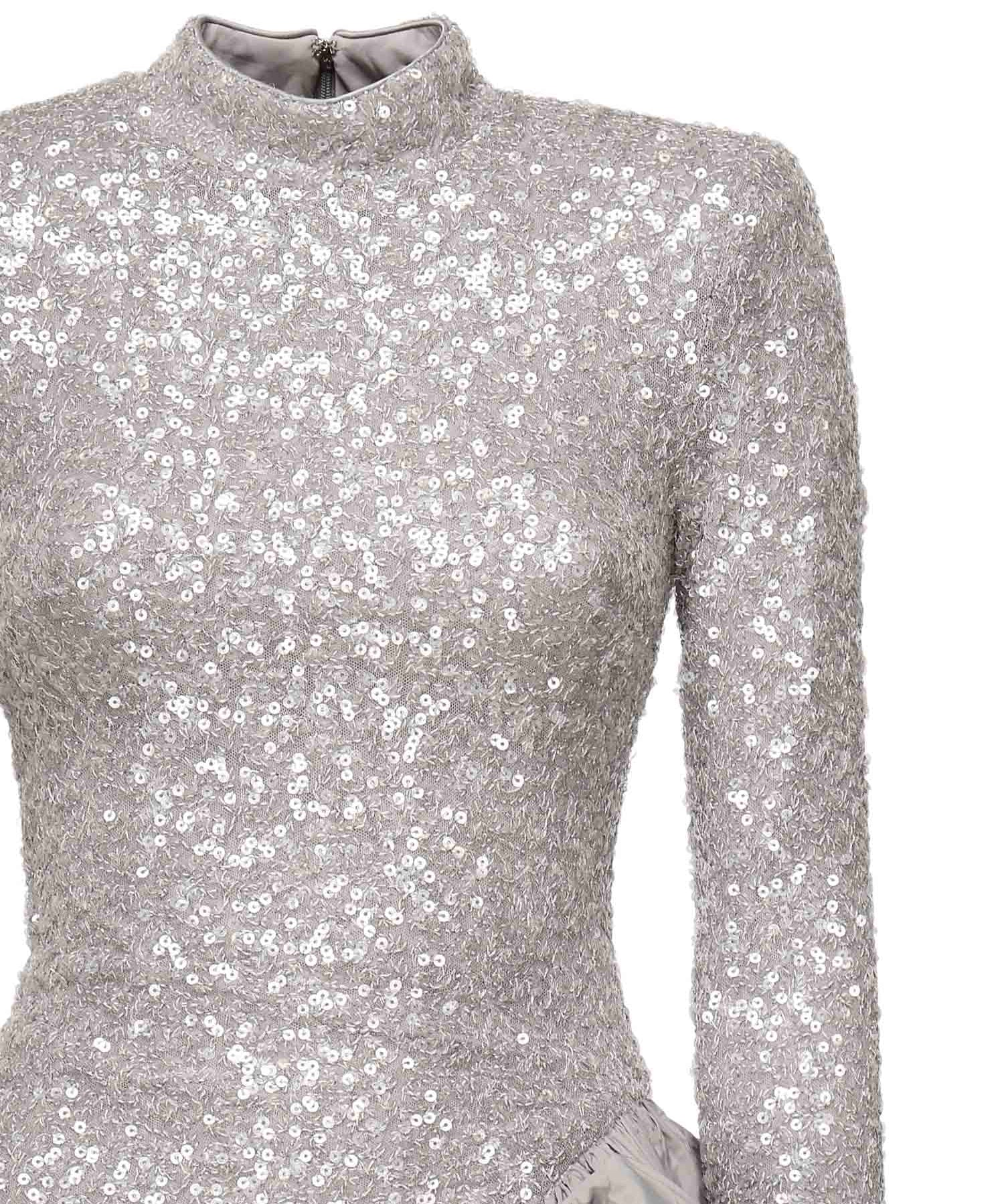 Abito midi asimmetrico con paillettes 114315 039 ROTATE 