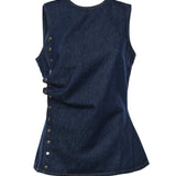 Top in denim con bottoni 114814 D03 ROTATE 