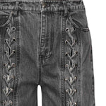 Jeans a gamba dritta con lacci 115069 100 ROTATE 