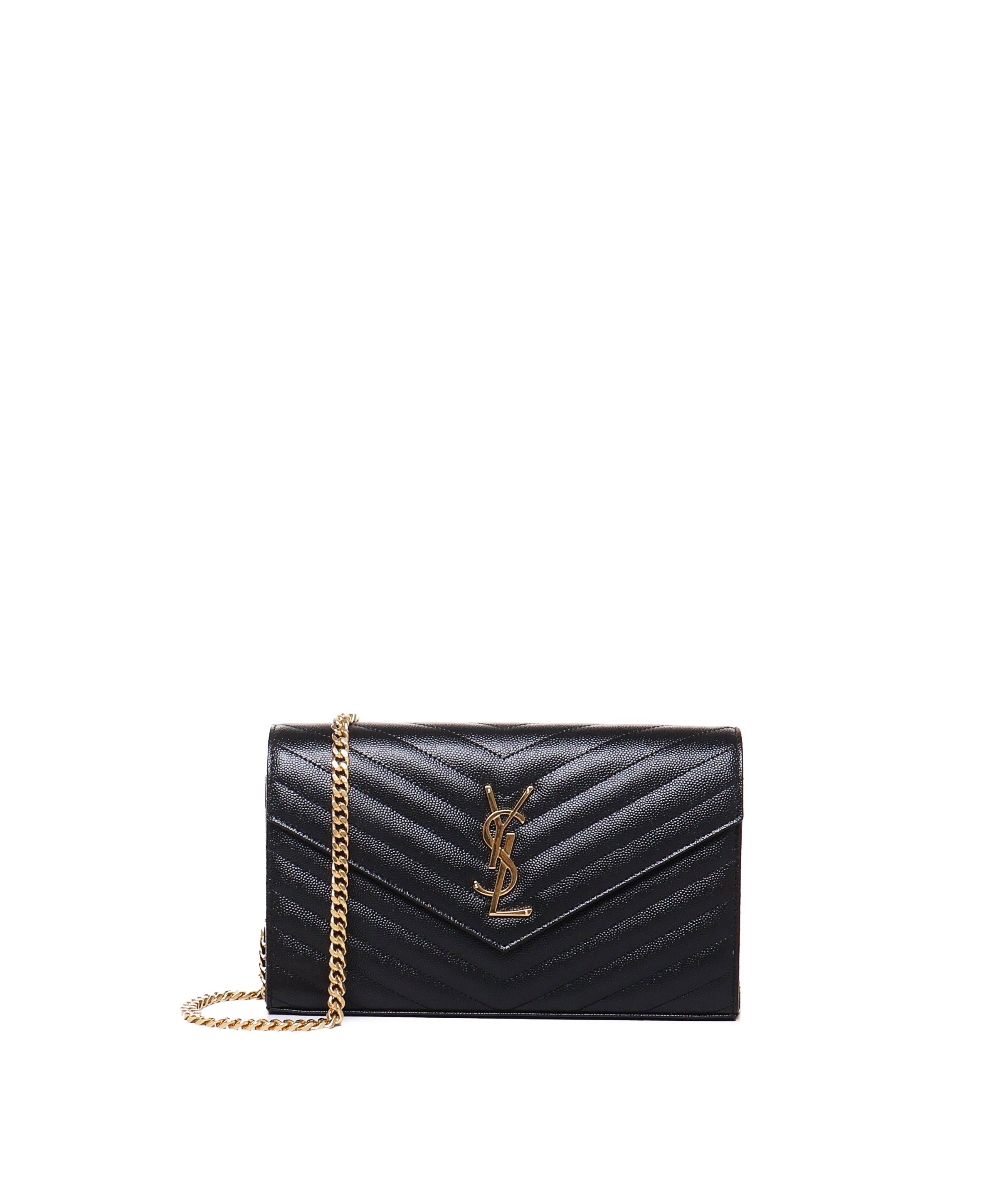 Pochette con catena Cassandre in pelle grain de poudre 377828 BOW011000 SAINT LAURENT 