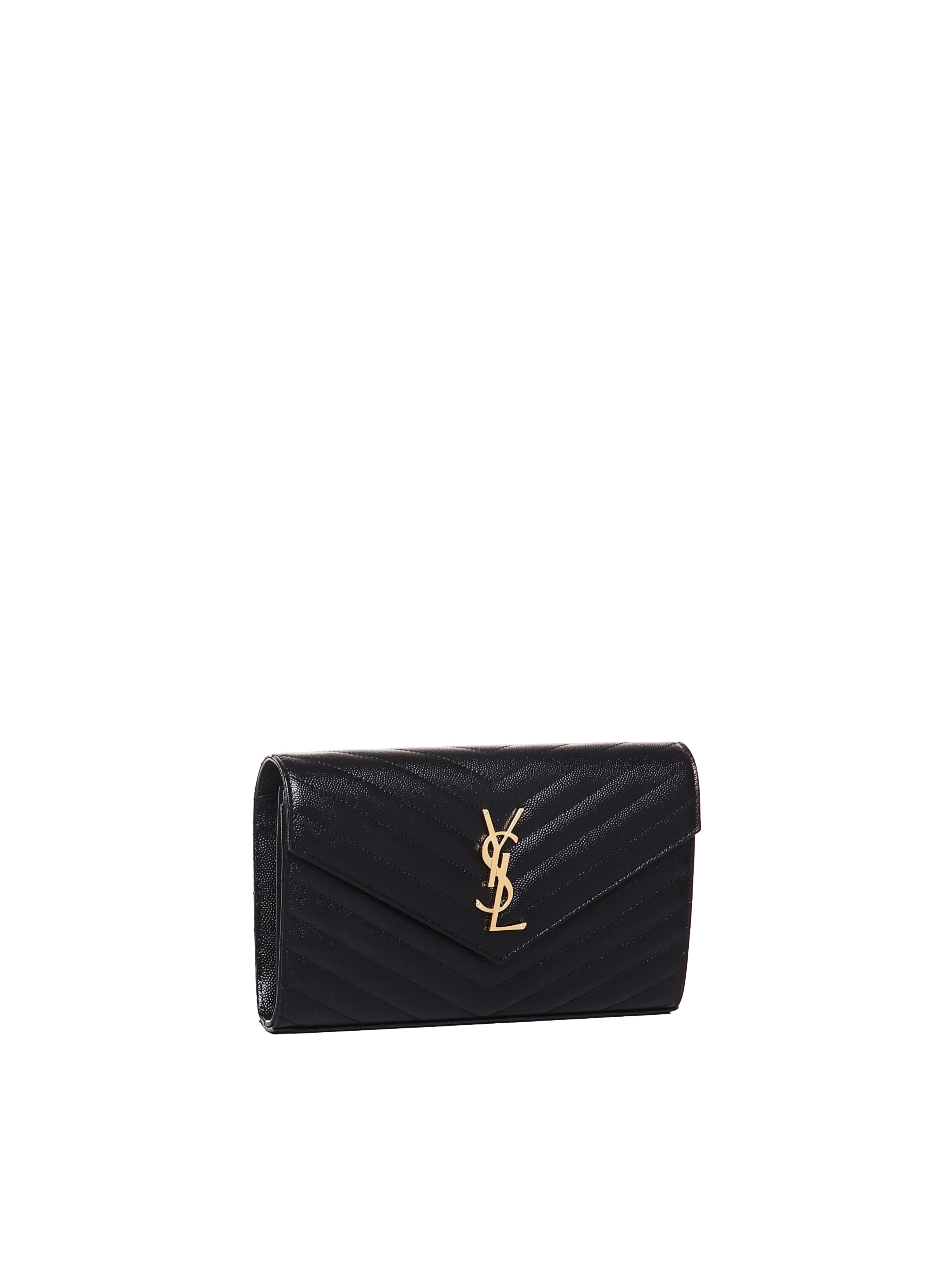 Pochette con catena Cassandre in pelle grain de poudre 377828 BOW011000 SAINT LAURENT 
