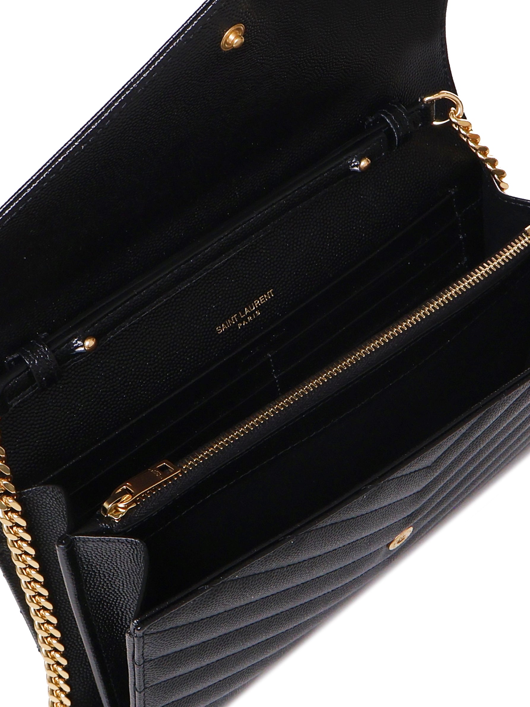 Pochette con catena Cassandre in pelle grain de poudre 377828 BOW011000 SAINT LAURENT 