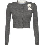 Cardigan con fiori AW25010CB GR SELF-PORTRAIT 