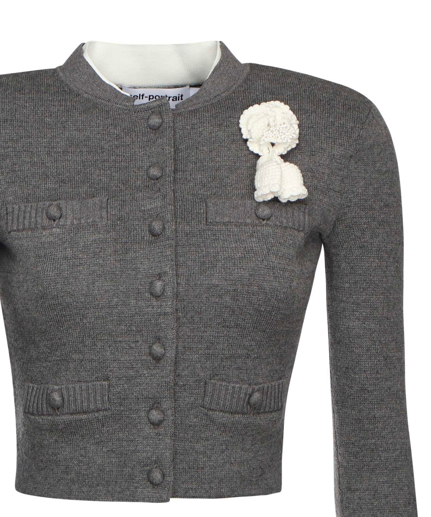Cardigan con fiori AW25010CB GR SELF-PORTRAIT 
