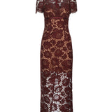 Abito midi in pizzo AW25096M BU SELF-PORTRAIT 