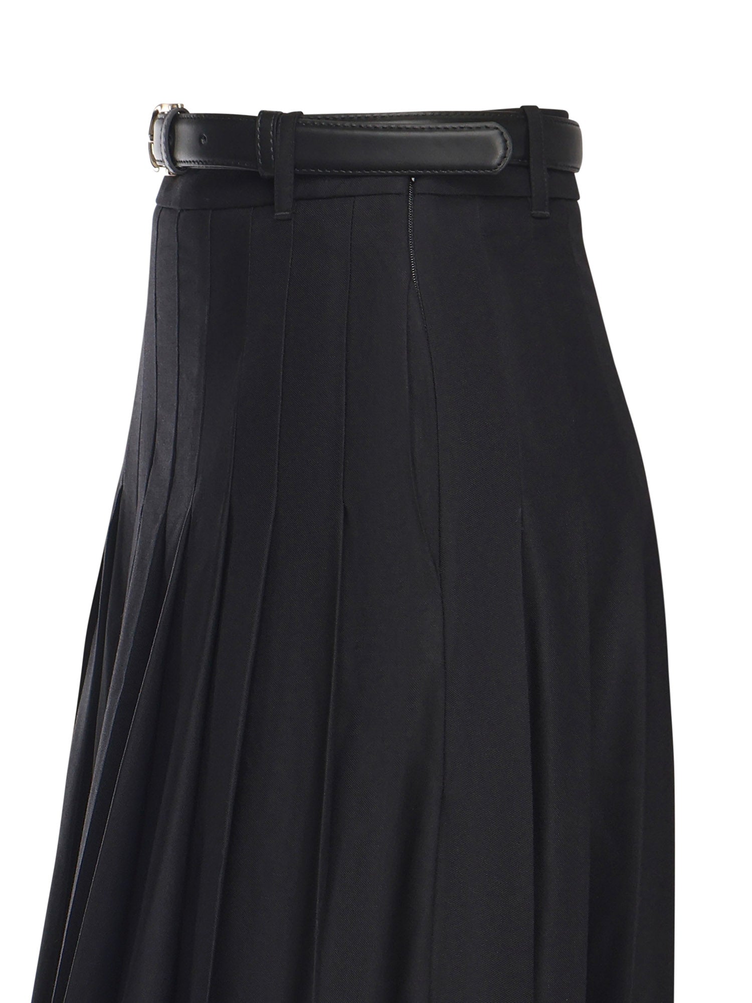 Gonna lunga plissettata in twill AW25107XSK B SELF-PORTRAIT 