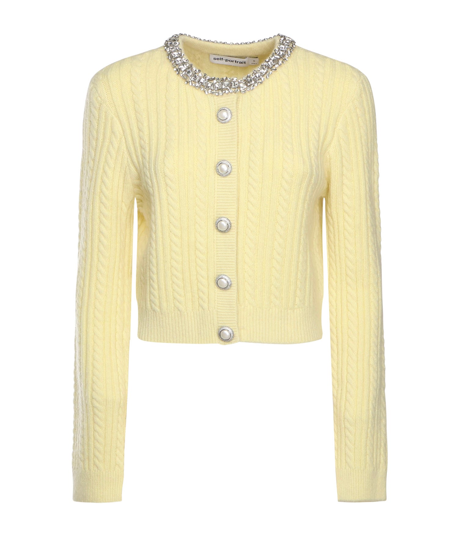Cardigan in alapaca con perle e strass AW25121CA Y SELF-PORTRAIT 