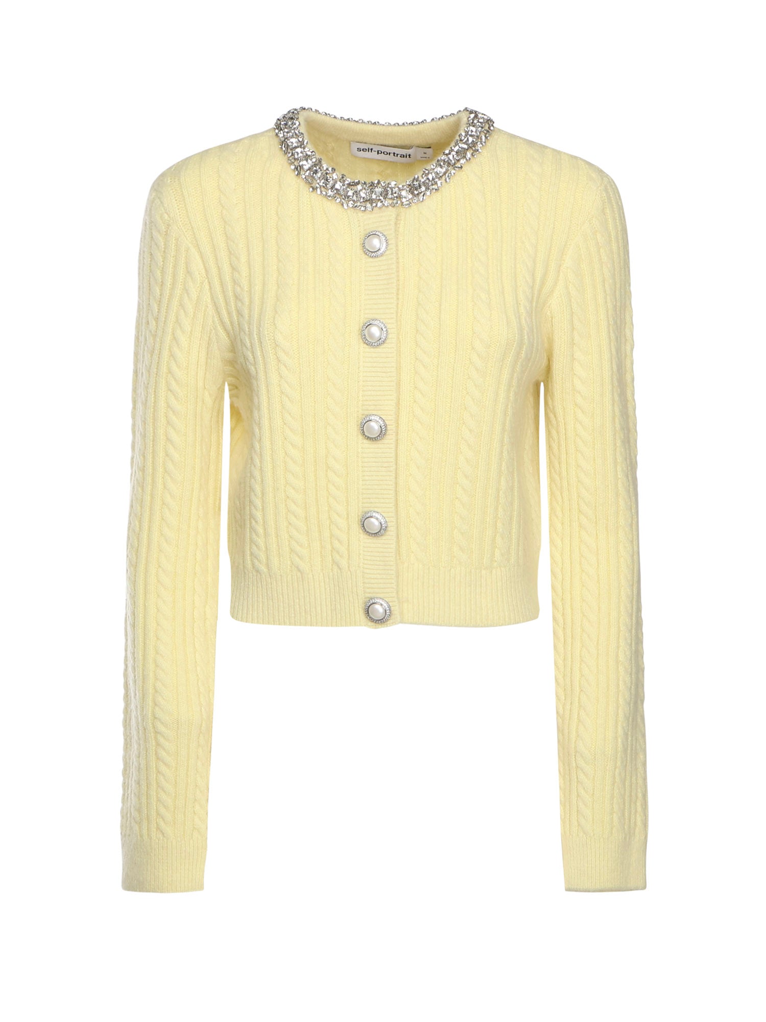 Cardigan in alapaca con perle e strass AW25121CA Y SELF-PORTRAIT 
