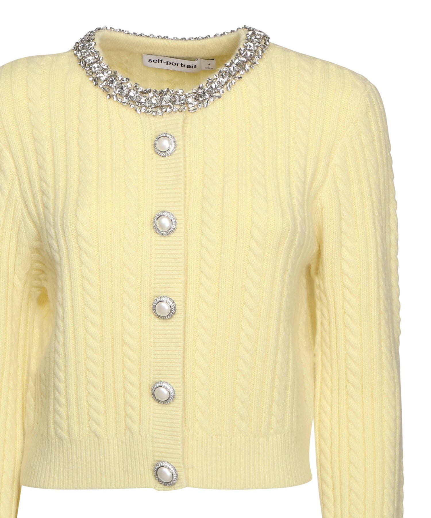 Cardigan in alapaca con perle e strass AW25121CA Y SELF-PORTRAIT 
