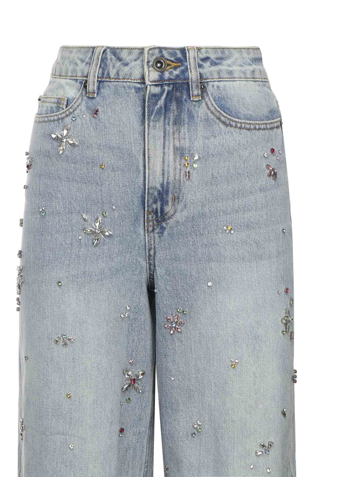 Jeans con fiori di strass AW25828PA BL SELF-PORTRAIT 