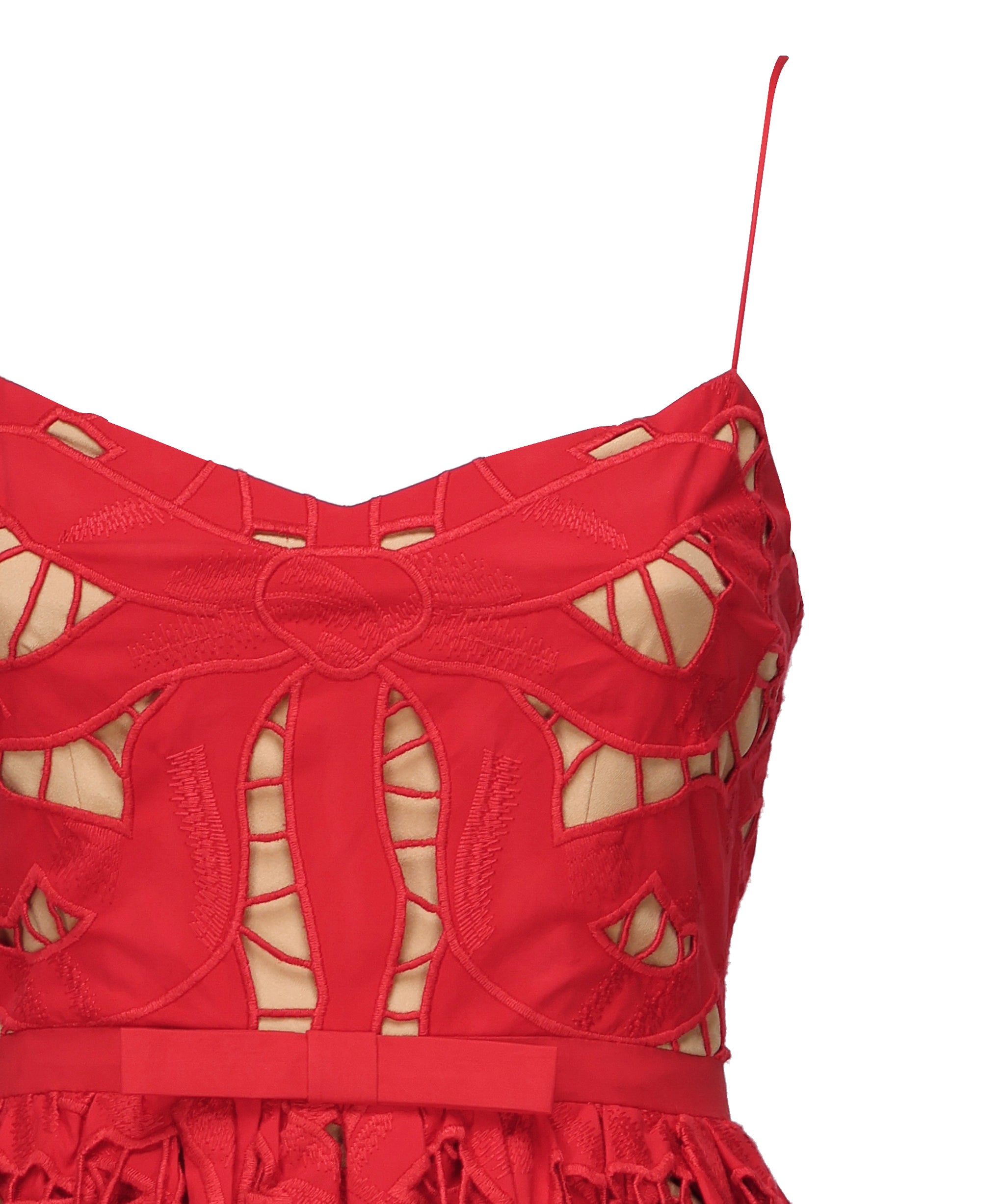 Abito midi ricamato con fiocco<BR/> PF25013M R SELF-PORTRAIT 