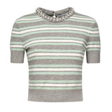 Maglia a righe con finiture in cristallo PF25050T GR SELF-PORTRAIT 