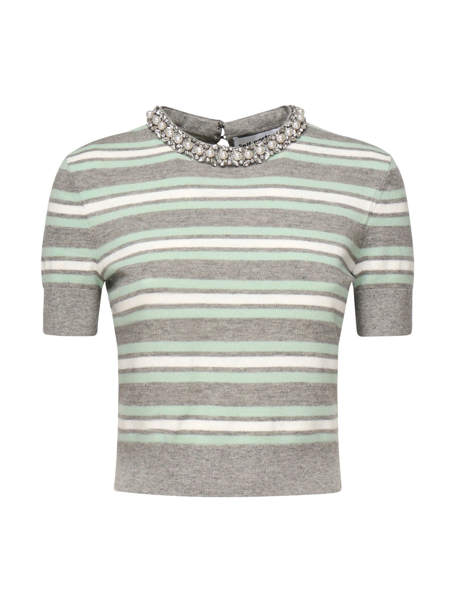 Maglia a righe con finiture in cristallo PF25050T GR SELF-PORTRAIT 