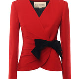 Giacca in wool crepe con fiocco a contrasto 7B0CE520 9Q09QK VALENTINO GARAVANI 