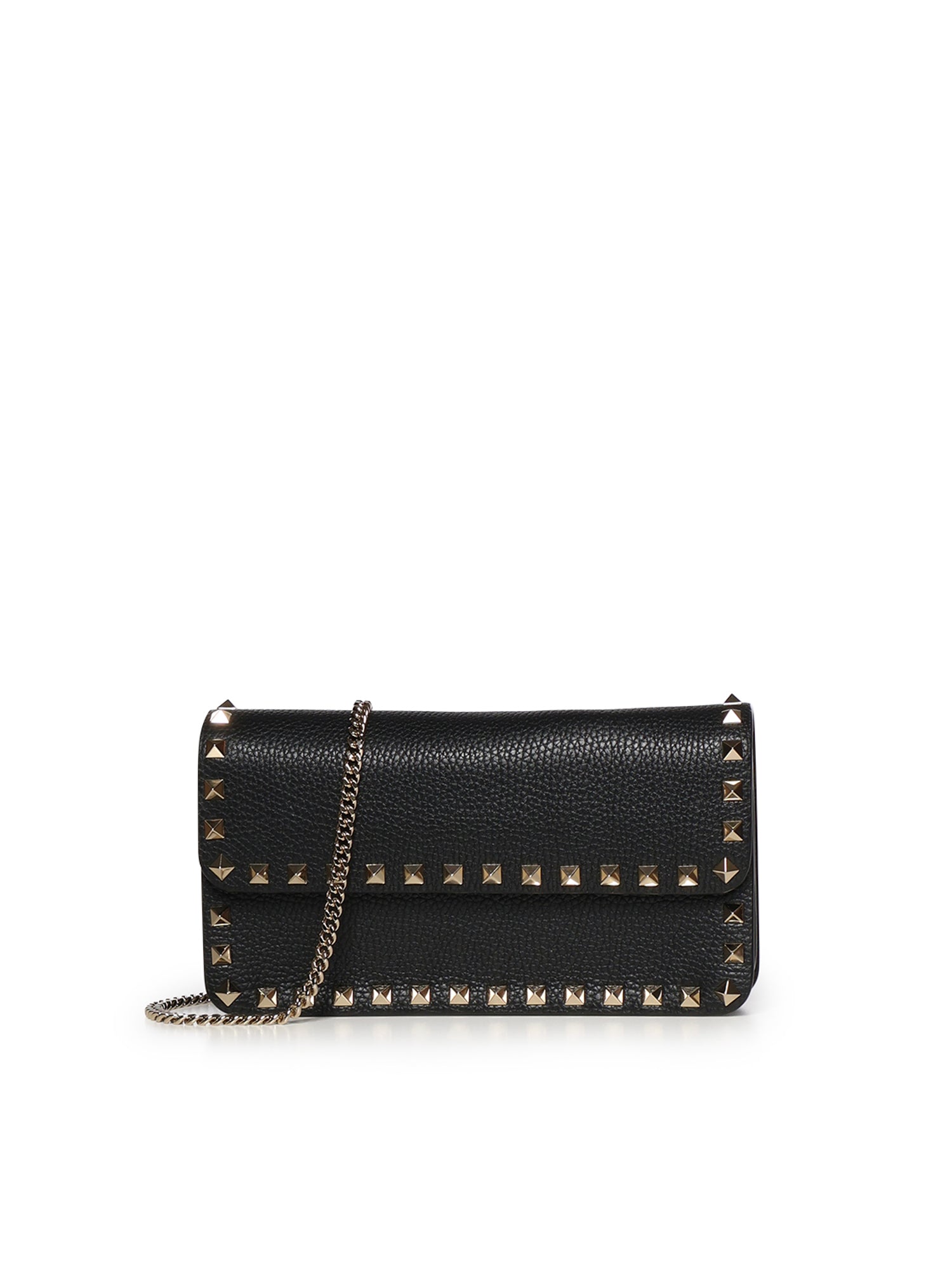 Portafoglio con catena Rockstud in vitello granato 7W2P0S61 VSH0NO VALENTINO GARAVANI 