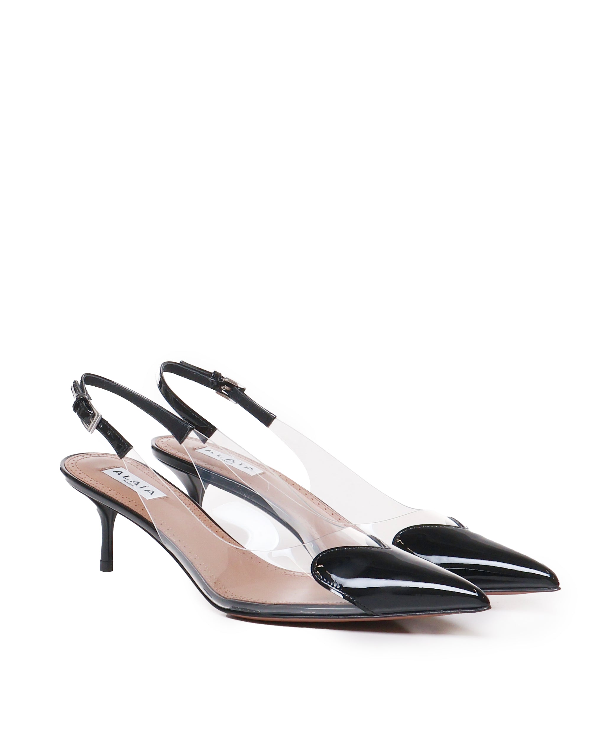 Slingback Le Cœur in pelle di agnello verniciata AA3E057CK150 999 ALAIA 