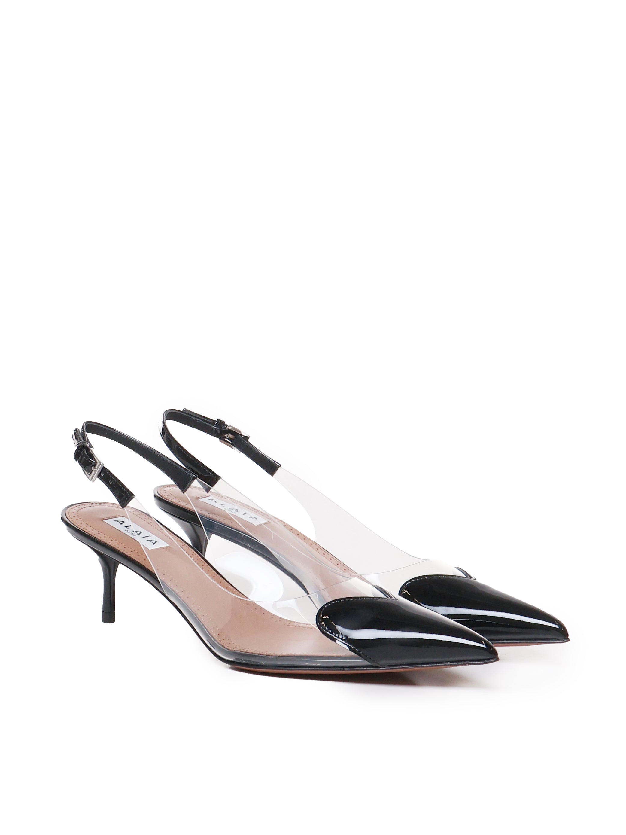 Slingback Le Cœur in pelle di agnello verniciata AA3E057CK150 999 ALAIA 