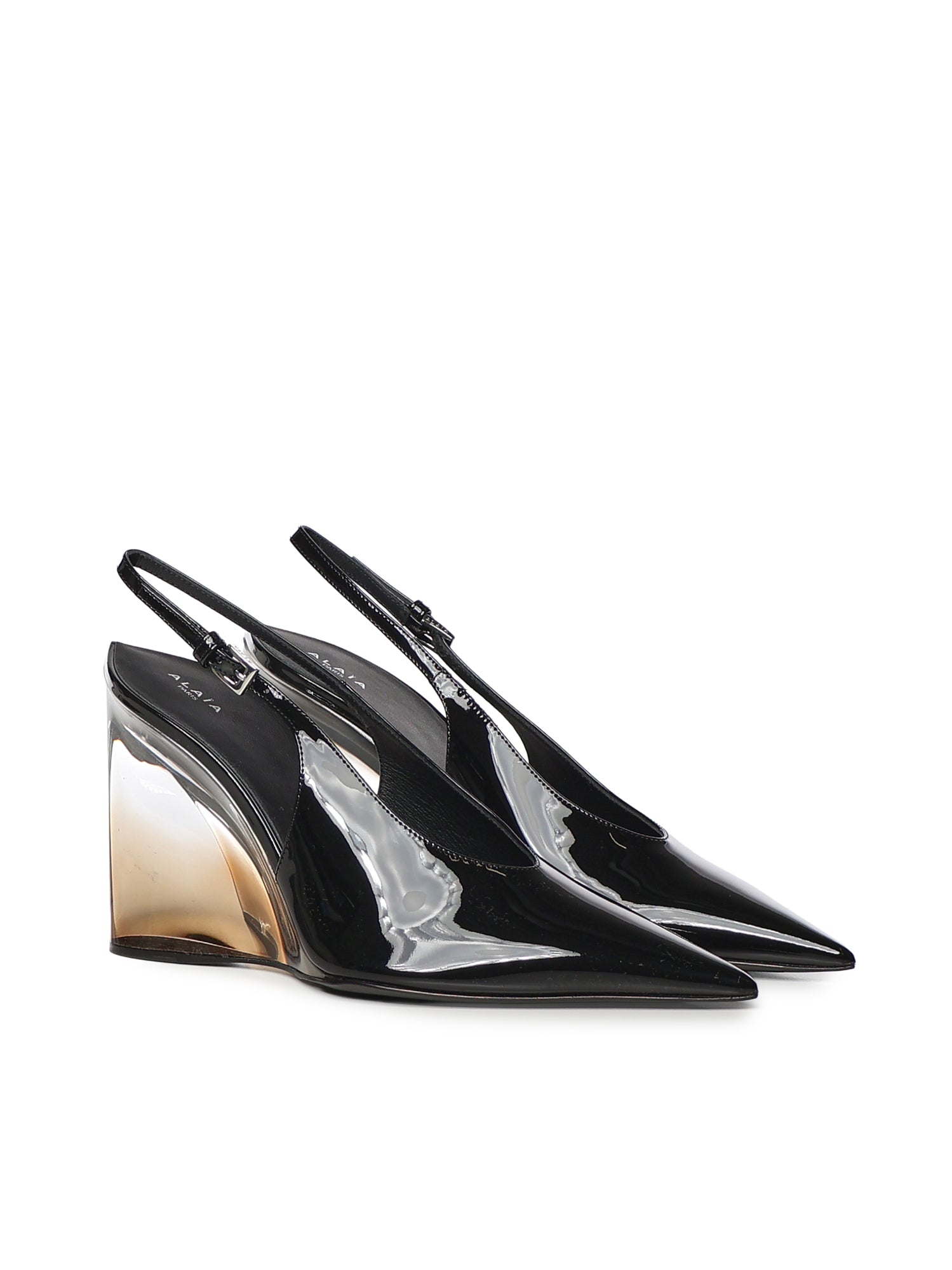 Slingback con zeppa in pelle verniciata AA3G3005I037 999 ALAIA 