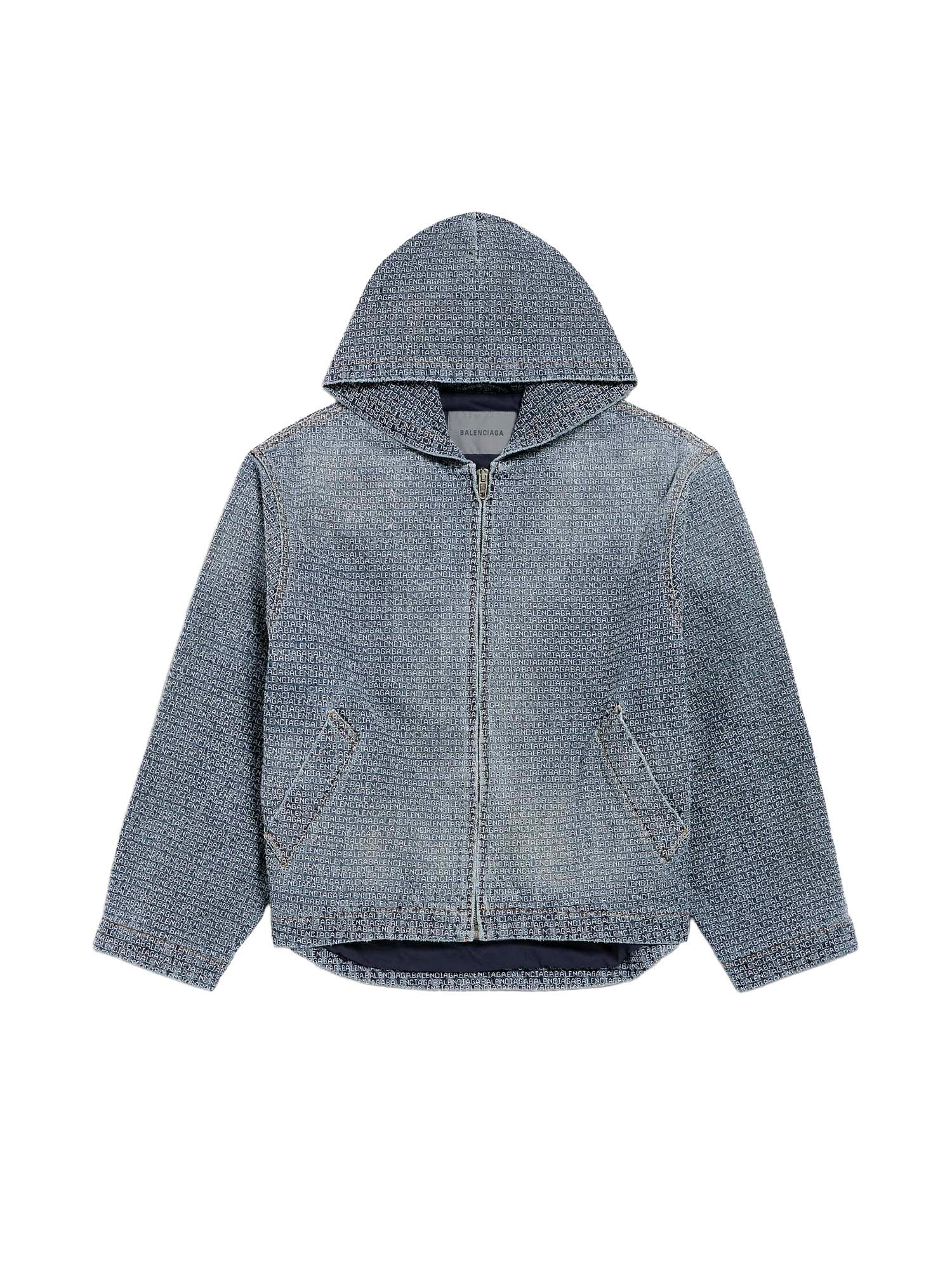 Giacca con cappuccio Denim Stitch in cotone A001UL TUW585002 BALENCIAGA 