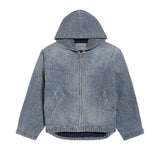 Giacca con cappuccio Denim Stitch in cotone A001UL TUW585002 BALENCIAGA 