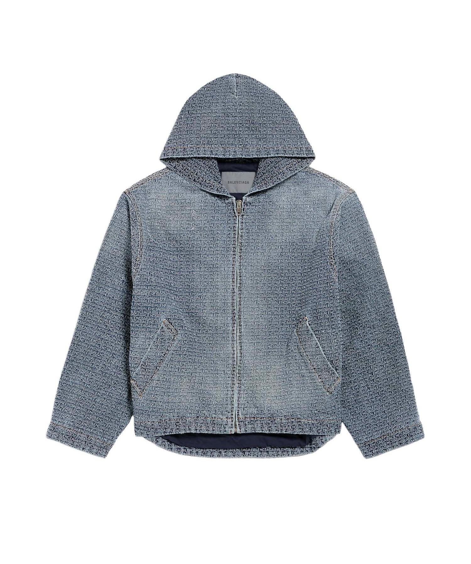 Giacca con cappuccio Denim Stitch in cotone A001UL TUW585002 BALENCIAGA 